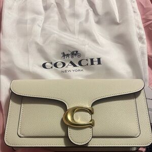 Coach Cream Leather Wristlet with Signature Tabby Hardware